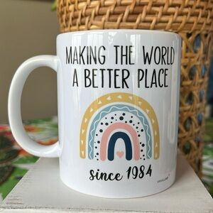 Brand New Ceramic Coffee Mug 1984 40th Birthday Gift Rainbow Dishwasher Safe
